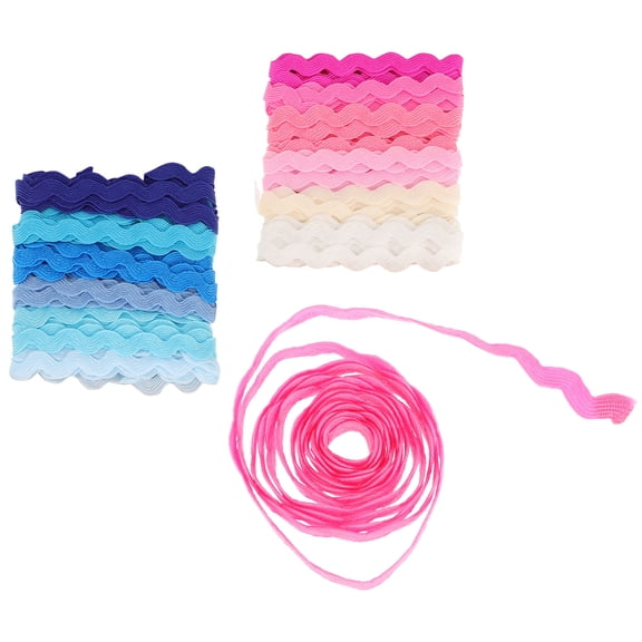 DEEPCRAFF 2Pcs Multicolor Wave Ribbon Assorted Color Sewing Edge Trim for Christmas and Party Use