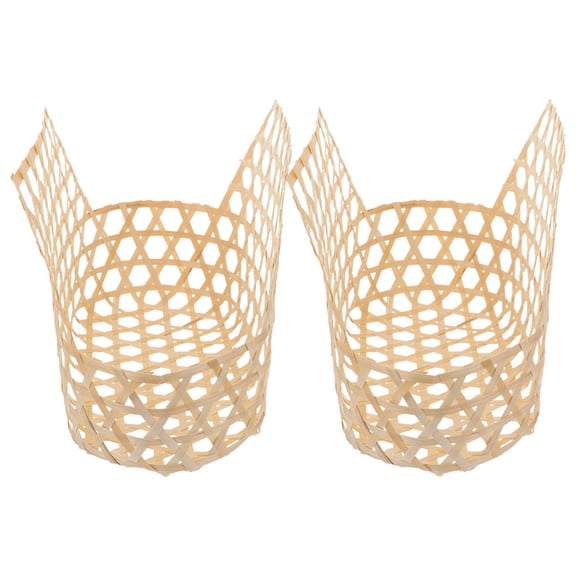 DEEPCRAFF Set of 2 Natural Beige Picnic Baskets with Hollow Design, Ideal for Gardening, Travel, and Fruit Picking