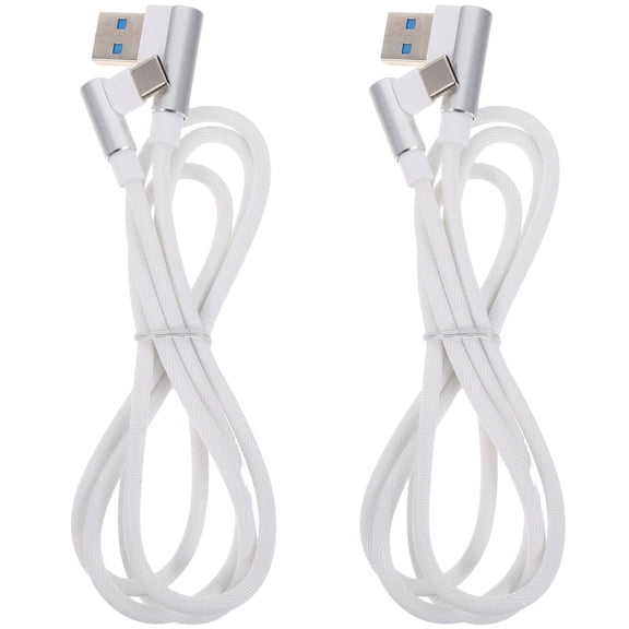DEEPCRAFF Deepcraff Braided USB C Cable White Double Elbow High Speed for Phones 2Pcs