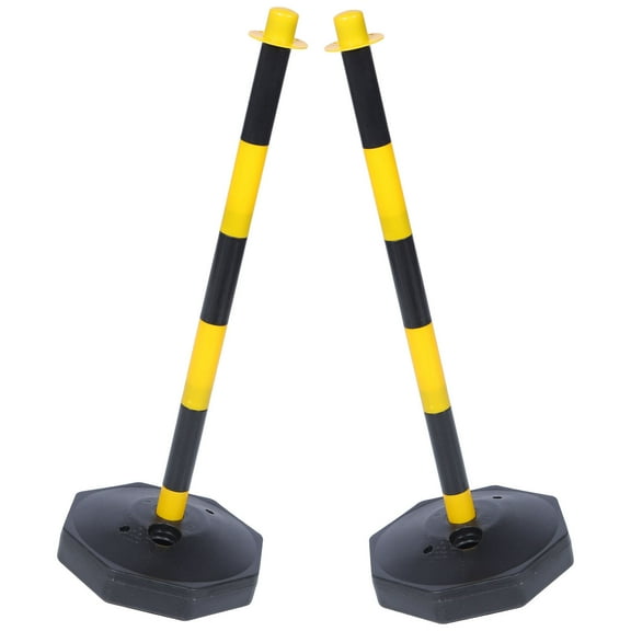 DEEPCRAFF 2Pcs Plastic Warning Columns with Hollow Water Fillable Base for Traffic Control