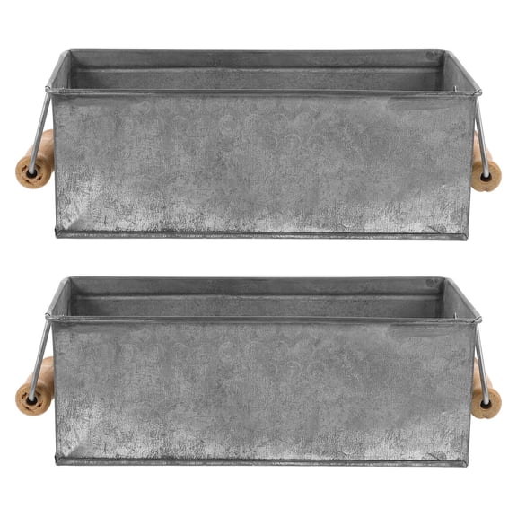 DEEPCRAFF 2Pcs Plated Silver Iron Flower Pots Multipurpose Flower Basins for Home Garden Use