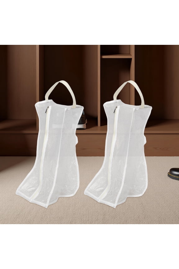 2Pcs Portable Shoe Bag Clear Tall Boot Covers Waterproof Zipper Storage Organizer for Home
