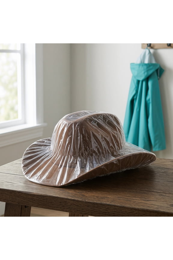 2Pcs Portable Waterproof Cowboy Hat Cover Clear Plastic Sleeve for Dust Protection and Storage