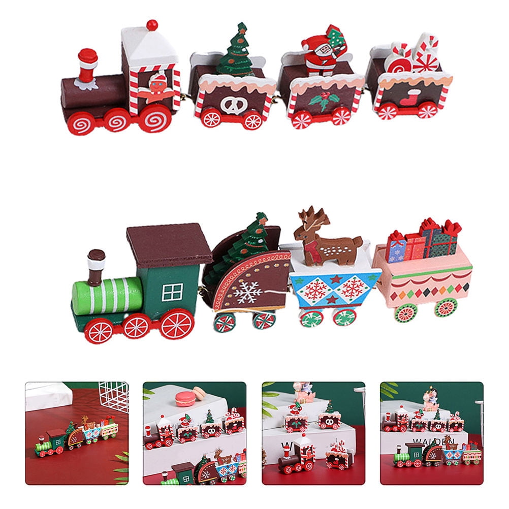 DEEPCRAFF 2Pcs Red Wood Decorations Train Theme for Holiday Train ...