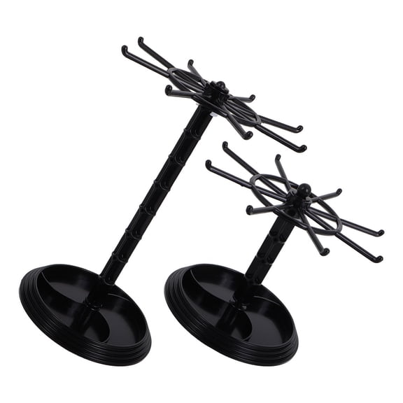 DEEPCRAFF 2Pcs Black Rotating Keychain and Bracelet Display Stand for Desktop Storage and Organization