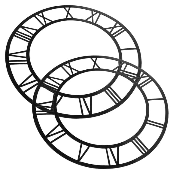 DEEPCRAFF 2Pcs Black Round Mirror Wall Clock Sticker with Roman Numerals for Living Room Decor