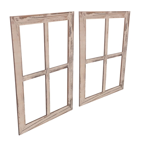 DEEPCRAFF 2-Pack Multi-Color Rustic Wood Window Frame Wall Decor, Farmhouse Style Wall for Living Room, Home Decor