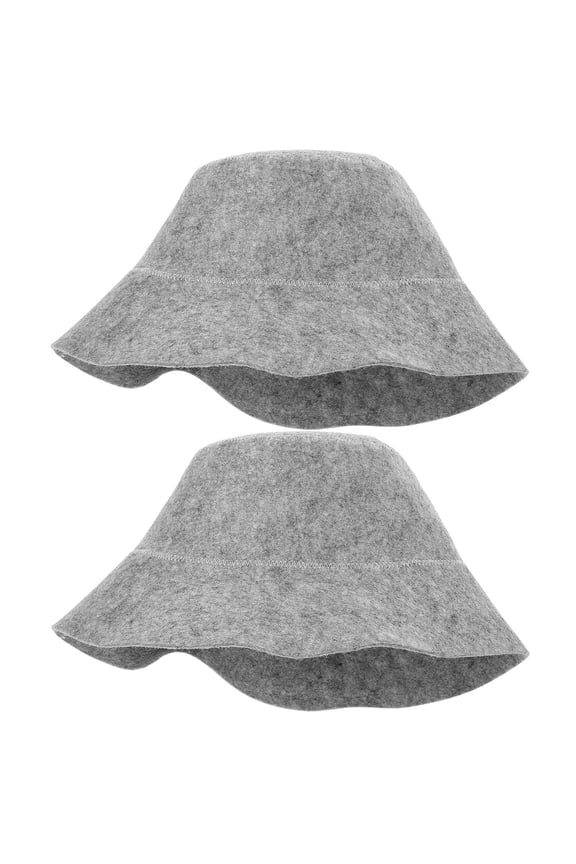 2-Pack Grey Felt Sauna Caps Fisherman Style Heat Hats for and Sauna Use