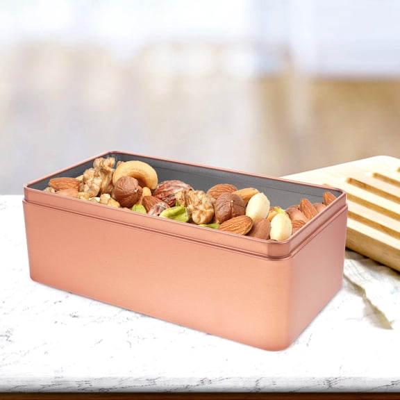 DEEPCRAFF Set of 2 Golden Tin Boxes with Lids for Candy Storage, Premium Tinplate Containers for Sweets