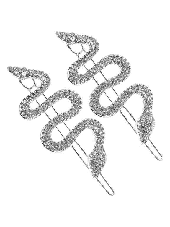 2-Pack Snake Hair Clips, Small Plated Metal Barrettes for Women, Hair Sectioning Clips
