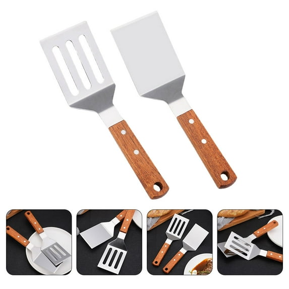 DEEPCRAFF 2-Pack Stainless Steel Kitchen Cooking Turner Spatulas for Home Cooking and Food Preparation