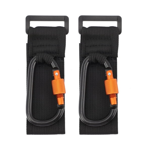DEEPCRAFF 2Pcs Stroller Hooks Orange Webbing for Stroller Clips and Travel