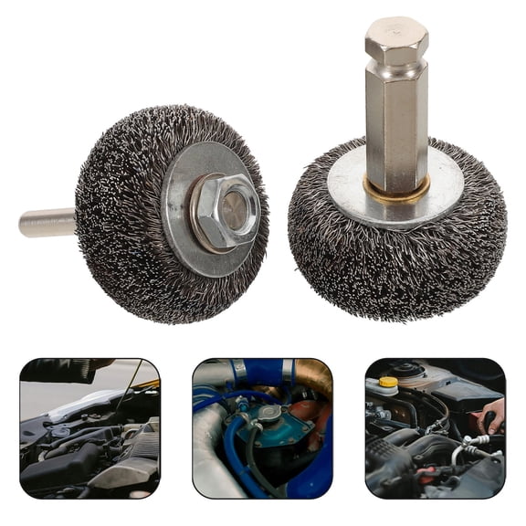 DEEPCRAFF 2Pcs Drill Mounted Stainless Steel Wire Brush for Tire Repair and Rust Removal