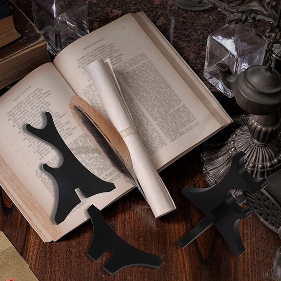 DEEPCRAFF 2Pcs Two Tier Wand Display Stand Black Wooden Holder for Retail Store and Home Decor