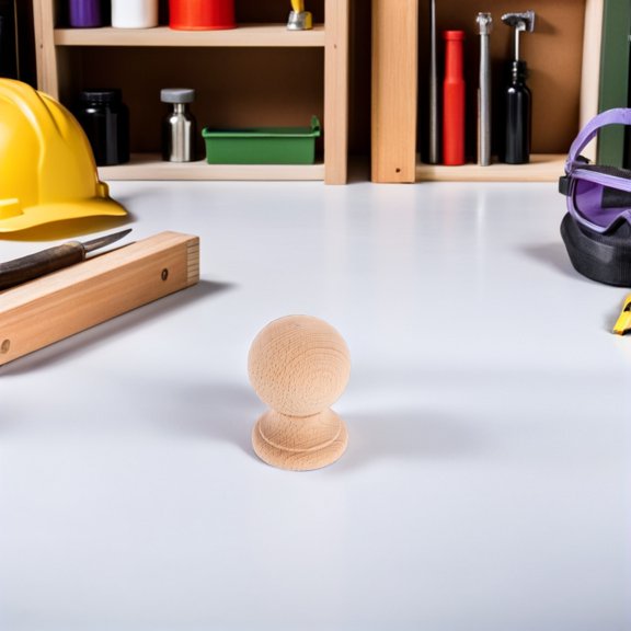 DEEPCRAFF 2Pcs Unfinished Wood Finials Beige Small Wooden Curtain Rod and Furniture Ornaments