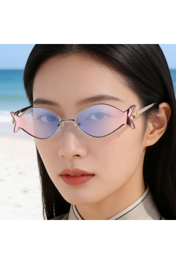 2Pcs Unique Fish Style Sunglasses Adults Lightweight Beach Accessories for Luau Events