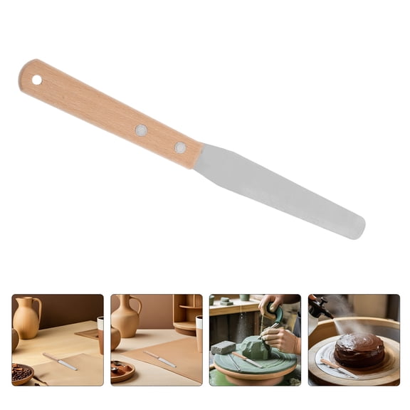 DEEPCRAFF 2Pcs Durable Wooden Handle Palette Knives for Precise Clay Sculpting and Ceramic Art