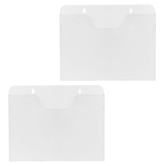 DEEPCRAFF 2Pcs Wall Mounted Clear Document Holder in White Acrylic for Office Brochure and Flyer Display