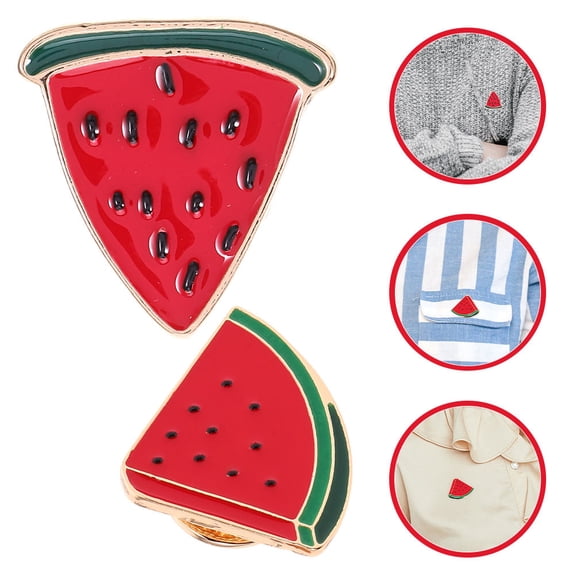 DEEPCRAFF 2-Pack Watermelon Brooch Pins, Alloy Material, Stylish Accessories for Clothing, Backpacks, and Bags