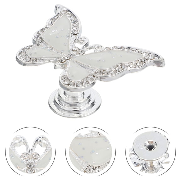 DEEPCRAFF Set of 2 White Butterfly Cabinet Drawer Handles Zinc Alloy Metal Furniture Pulls for Kitchen and Bathroom