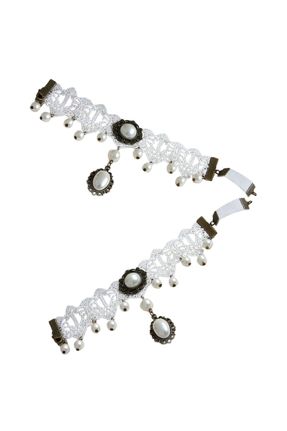 2Pcs White Lace Arm Cuffs Elegant Detachable Sleeves for Formal Occasion