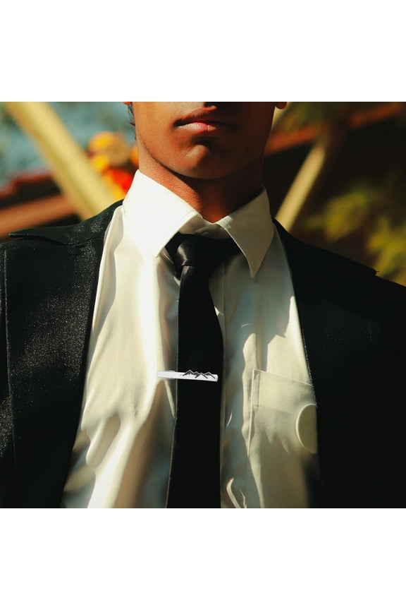 Set of 2 White Metal Tie Bars for Men, Stylish Business and Wedding Accessories for Formal Occasions