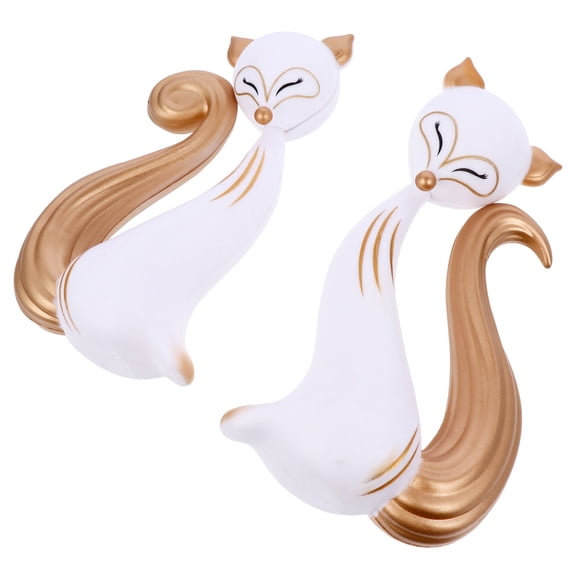 DEEPCRAFF 2pcs Fox Shape Cake Topper Ornament White Decoration Gift for Girlfriends