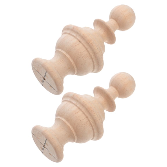 DEEPCRAFF 2Pcs Sturdy Solid Wood Finials for Handrails with Rustic Natural Finish