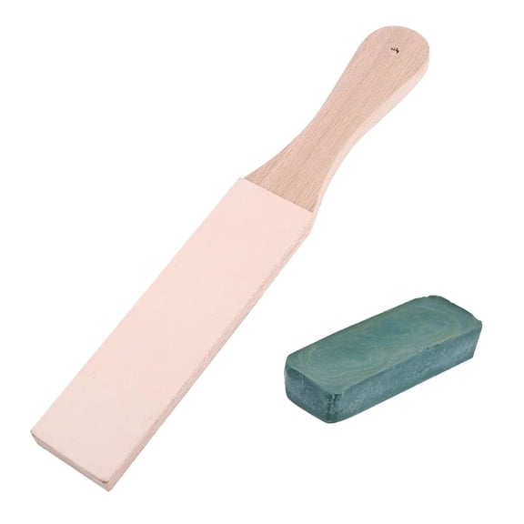 DEEPCRAFF 2Pcs Wooden Strop Block with Wooden Handle Easy to Use for DIY Handwork and Edge Polishing