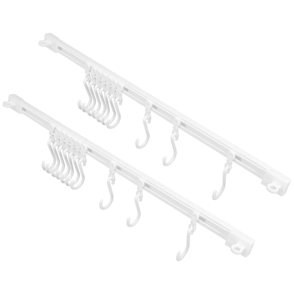 DEEPCRAFF 2 Set of Wall Mounted Hook Rack Plastic Sliding Design for Kitchen Utilities
