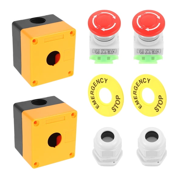 DEEPCRAFF 2Sets Emergency Stop Button Switch Red 1NC 1NO Design for Emergency Situations