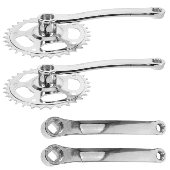 DEEPCRAFF 2Sets Lightweight Bicycle Crank Set Plated Silver Square Taper Design for Reliable Bike Repair