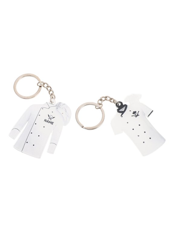 2pcs Chef Shaped Acrylic Keychain for Kitchen Uniform Pockets