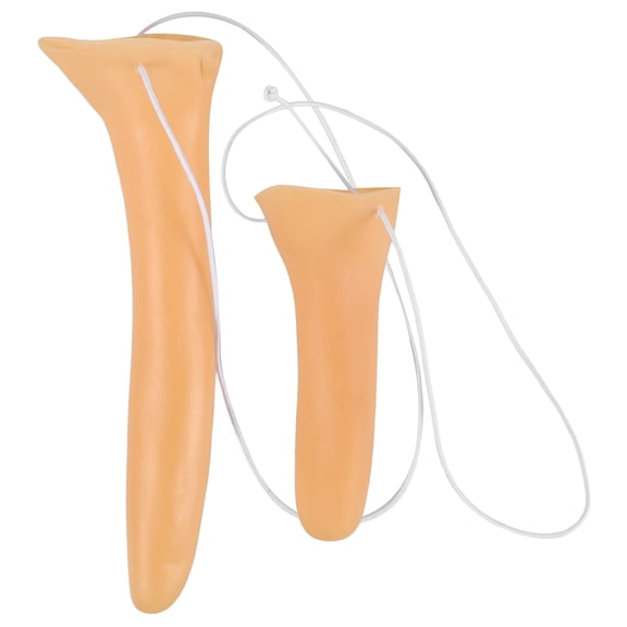 DEEPCRAFF 2pcs Long Nose Prop Beige Vinyl for Party Costume Props