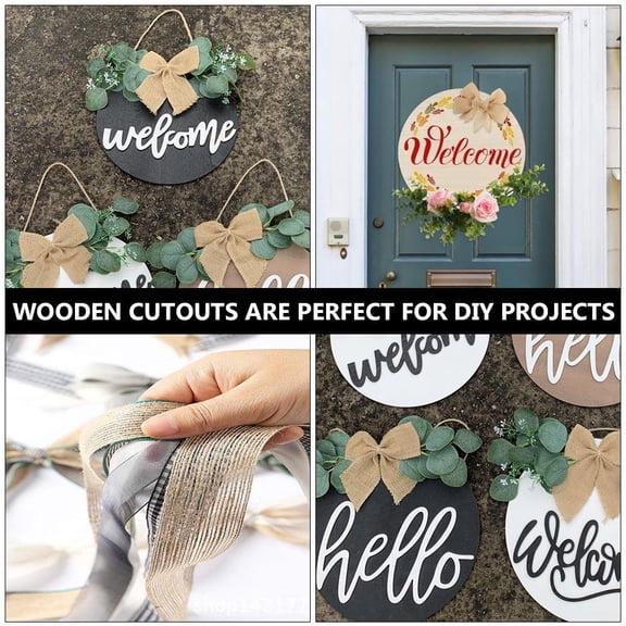 DEEPCRAFF 3 Sets DIY Wooden Circle Welcome Sign Blank for Front Door Decor