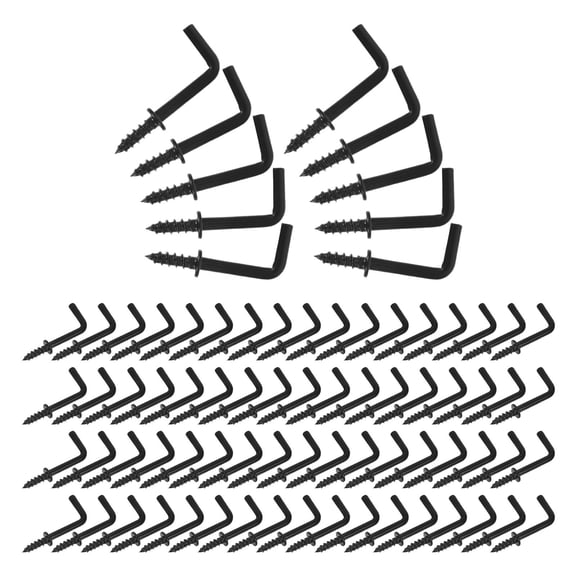 DEEPCRAFF 300-Piece Black Metal L-Shaped Self-Tapping Screw Hooks for Display and Home Organization