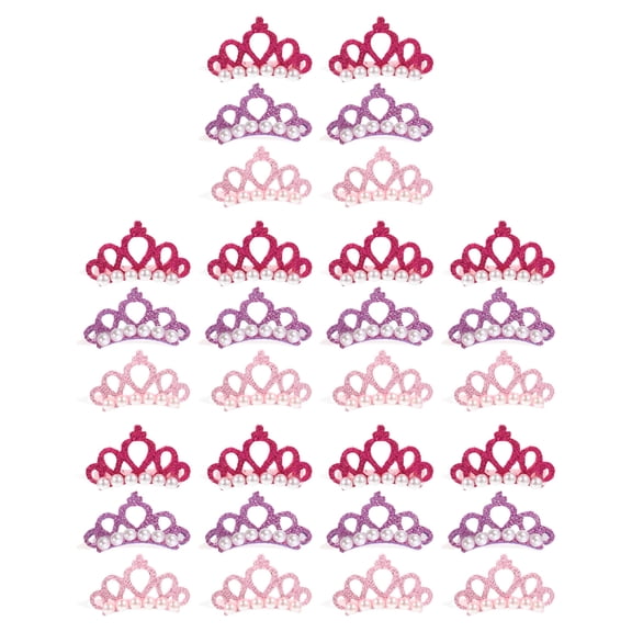 DEEPCRAFF 30Pcs Pet Accessories Crown Hair Clips for Small Dogs and Cats Lightweight Polyester Design