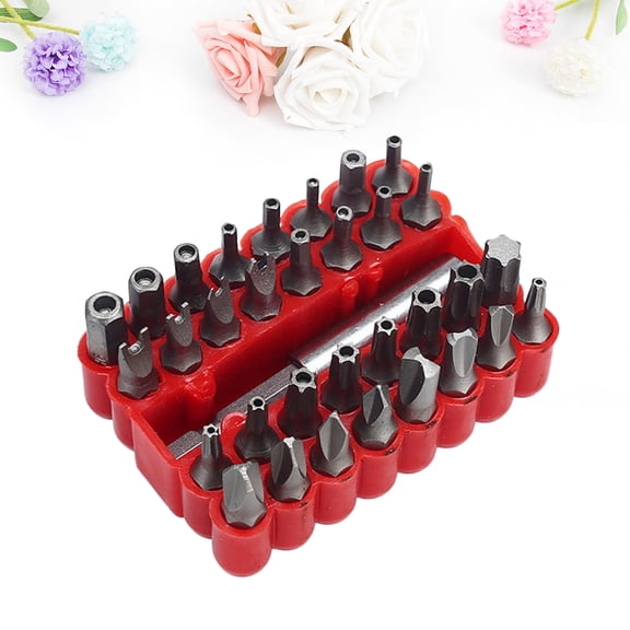 DEEPCRAFF 33pcs Star-shaped Bit Socket Set for Cars and Trucks, Red, Sturdy