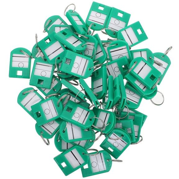 DEEPCRAFF 35-Piece Portable Key Label Set with Writable White Tags, Plastic Covers, and Green Keychain Tags for Easy Key Identification