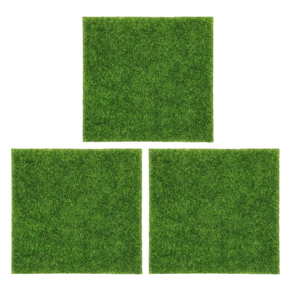 DEEPCRAFF Minature Grass Artificial Grass Mat Green PVC 3Pcs