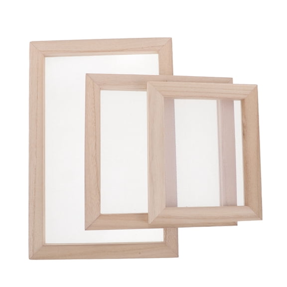 DEEPCRAFF 3-Piece Wooden Paper Making Frame Set with Fine Mesh Screen, Beige, Ideal for Handmade Paper Craft Projects