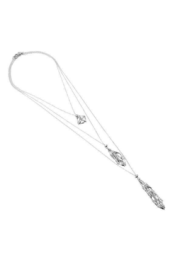 3Pcs Crystal Holder Necklace Cage Design In Silver For DIY Jewelry Making Adjustable Fit Women Accessories