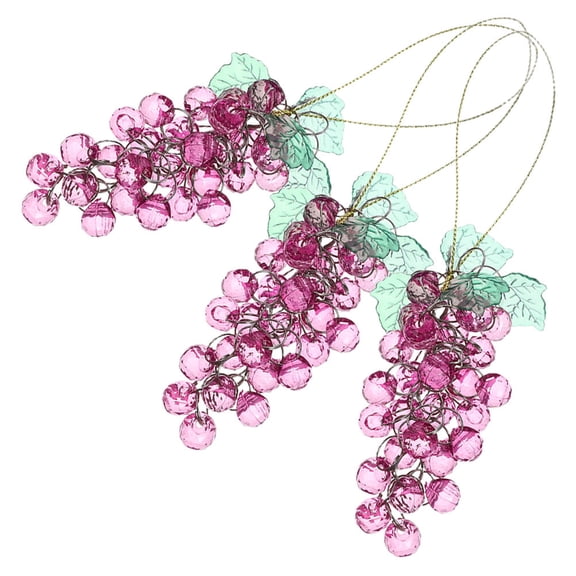 DEEPCRAFF 3Pcs Handmade Acrylic Beaded Grape Cluster Decorations for Versatile Home Or Wedding Use