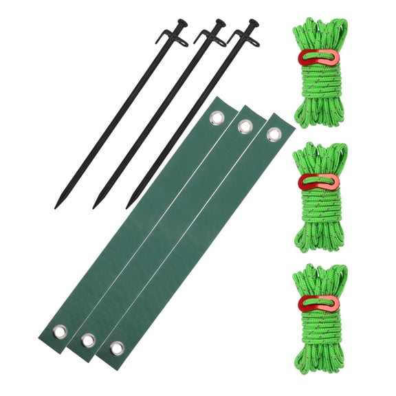 DEEPCRAFF 3Pcs Heavy Duty Tree Stake Kit Black with Metal Stakes and Tree Support Straps for Garden Trees