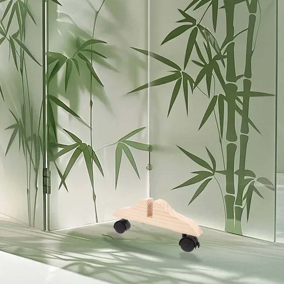 DEEPCRAFF 3Pcs Khaki Wooden Privacy Screen Holder with Wheels for Room Divider Panels