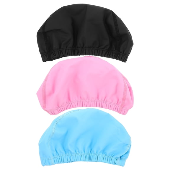 DEEPCRAFF 3-Pack Large Adult Swim Caps with Elastic PU Fabric, Assorted Colors for Comfortable Pool and Water Sports Use