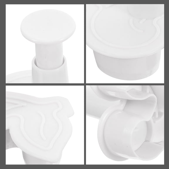 DEEPCRAFF 3-Piece White Plastic Biscuit Cutters, Cookie Mold Set for Dough, Pastry, Fondant, Cake Decorating, Home Baking