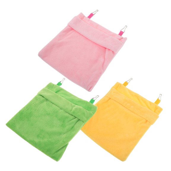 DEEPCRAFF 3Pcs Pet Cage Hanging Hammock Soft Sleeping Pouch for Hamsters Sugar Gliders and Small Animals