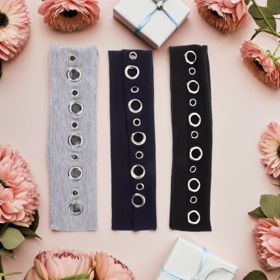 DEEPCRAFF 3Pcs Stretchy Fabric Headbands with Hollow Design Elastic Cloth Bands for Rock Concerts