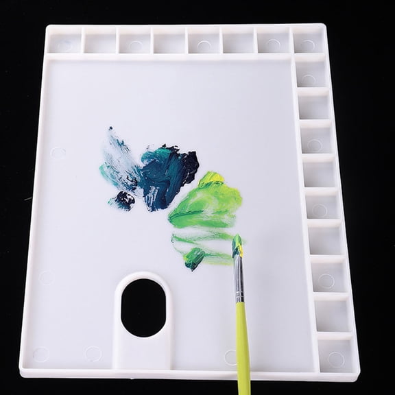 DEEPCRAFF 3Pcs Watercolor Paints Plates Plastic White with 17 Grids for Painting Use